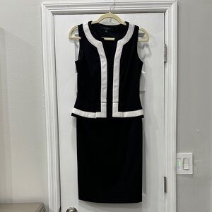 Nine West Black and White V-Neck Dress